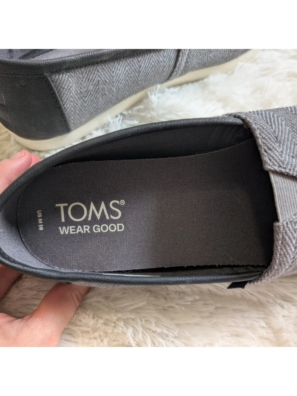 Toms Gray Herringbone Print Slip On Comfort Sneakers Men's Size 10